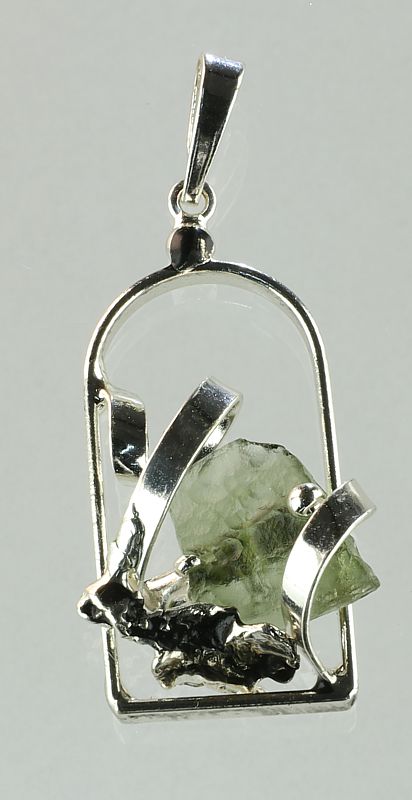 Moldavite pendant fairies web