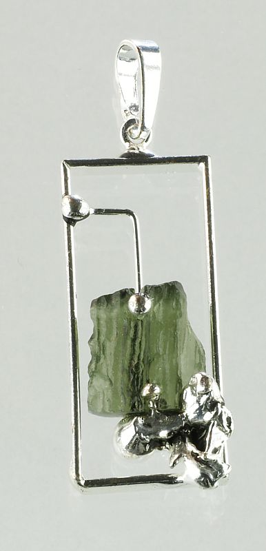 Moldavite pendant fairies web