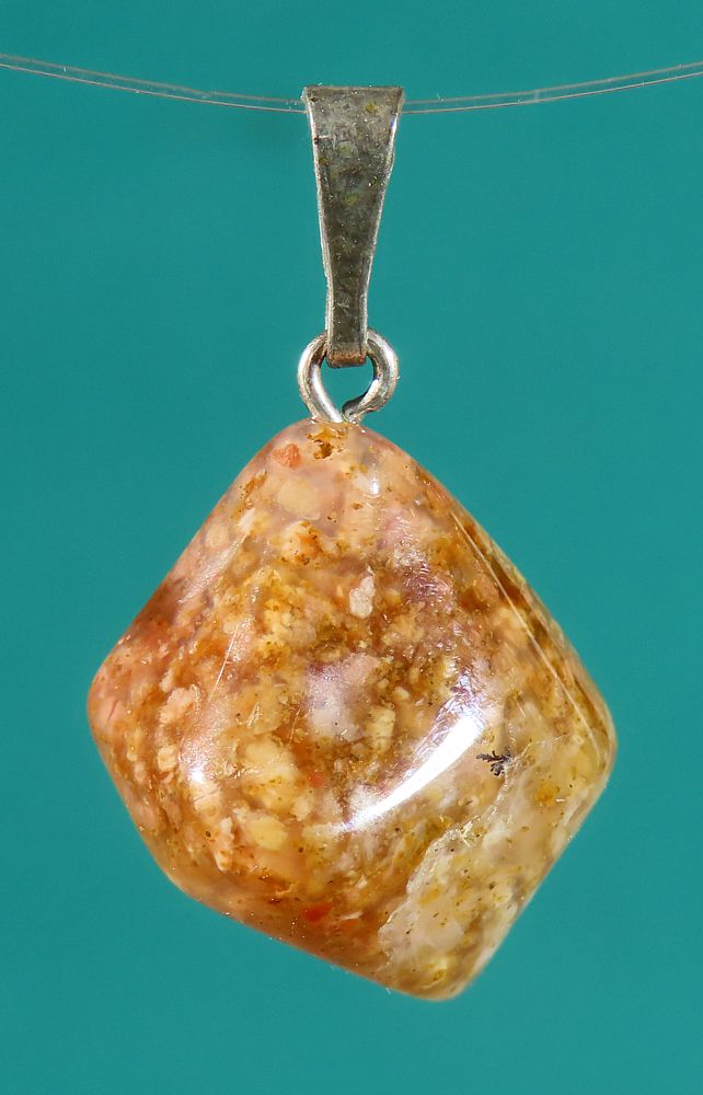 Moos Agate (rose) Pendant, tumbled with 925 Silver Bail