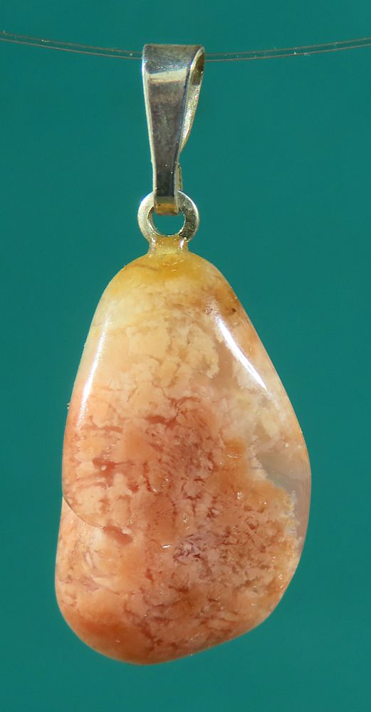 Moos Agate (rose) Pendant, tumbled with 925 Silver Bail
