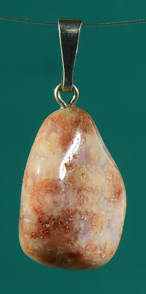 Moos Agate (rose) Pendant, tumbled with 925 Silver Bail