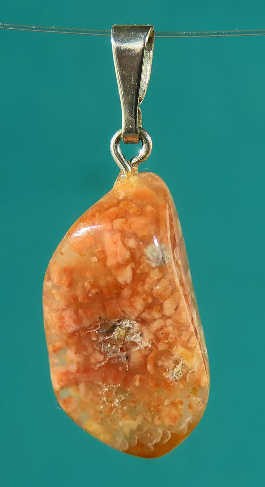Moos Agate (rose) Pendant, tumbled with 925 Silver Bail