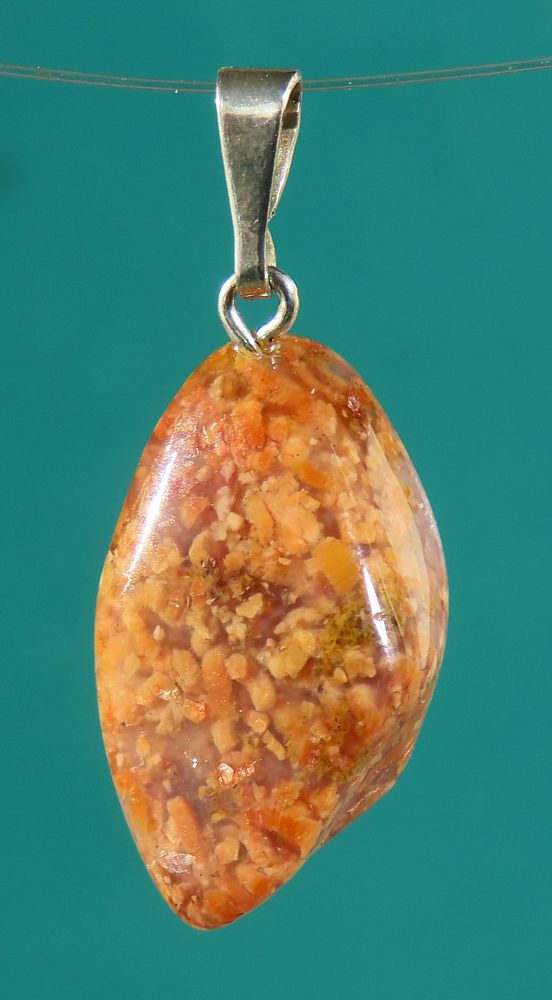 Moos Agate (rose) Pendant, tumbled with 925 Silver Bail