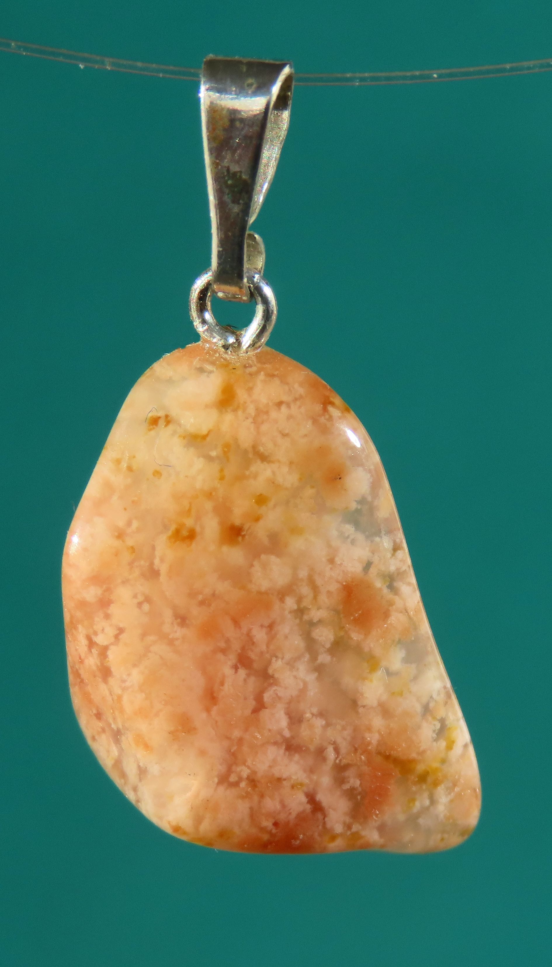 Moos Agate (rose) Pendant, tumbled with 925 Silver Bail