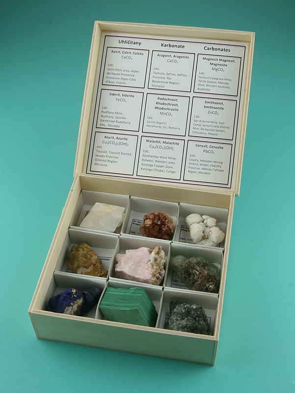 Reference collection carbonate minerals 9pcs.