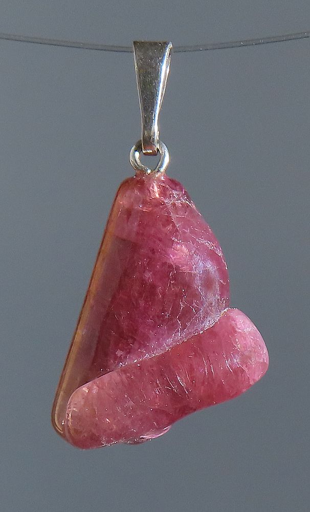 Rubellite (red Tourmaline) Pendant, tumbled with 925 Silver Bail
