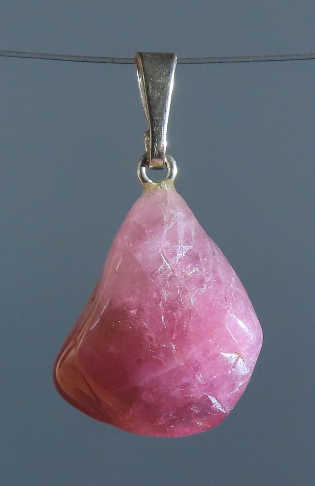 Rubellite (red Tourmaline) Pendant, tumbled with 925 Silver Bail
