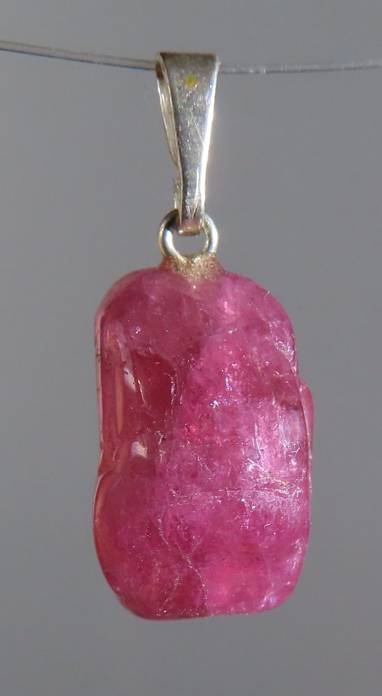Rubellite (red Tourmaline) Pendant, tumbled with 925 Silver Bail