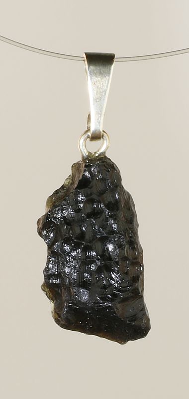 Silver Pendant, Black Tektite