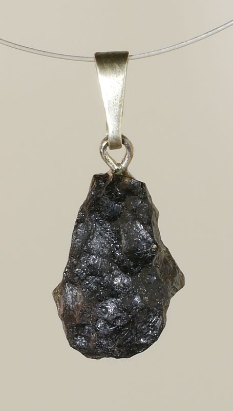 Silver Pendant, Black Tektite