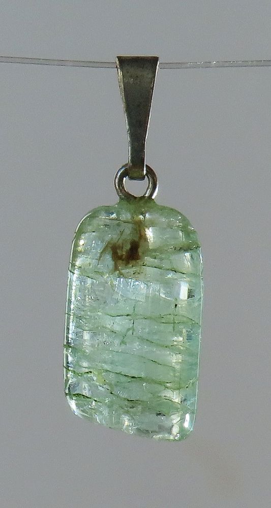 Emerald Pendant, Tumbled Stone with Sterling Silver Bail (925)