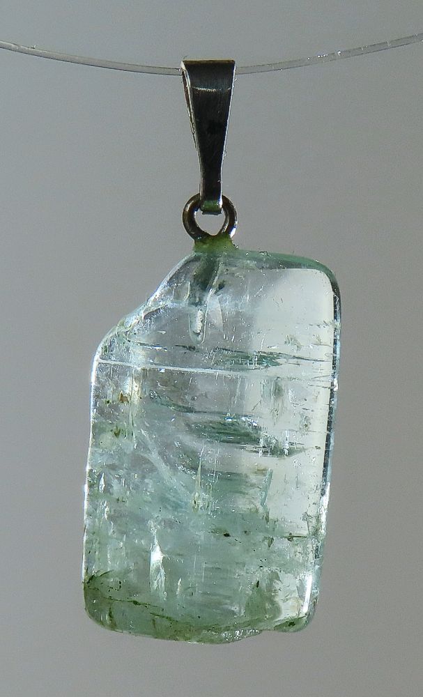 Emerald Pendant, Tumbled Stone with Sterling Silver Bail (925)