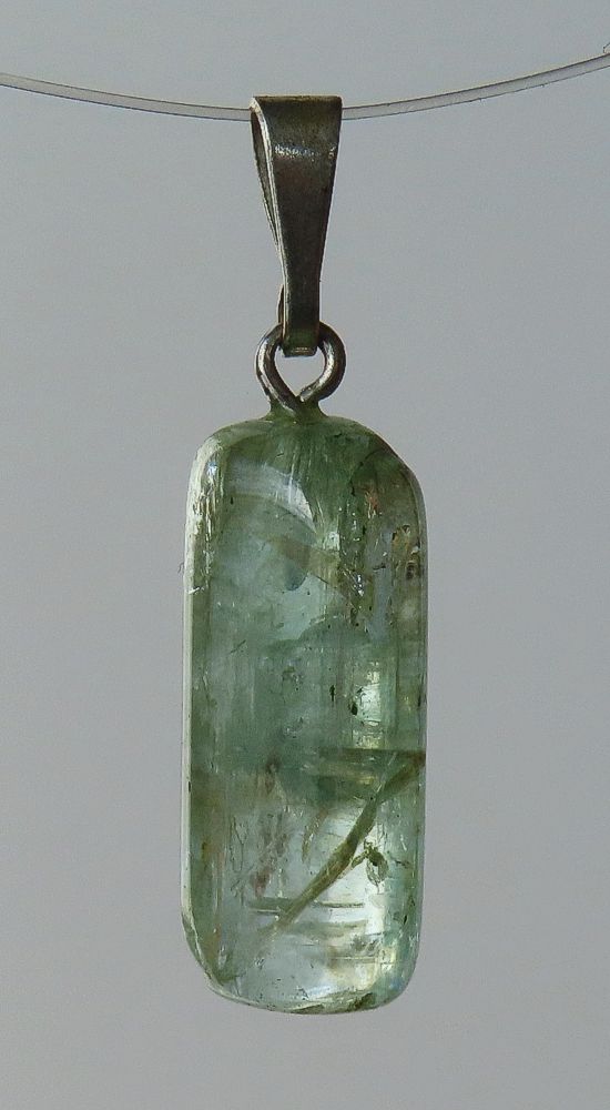 Emerald Pendant, Tumbled Stone with Sterling Silver Bail (925)