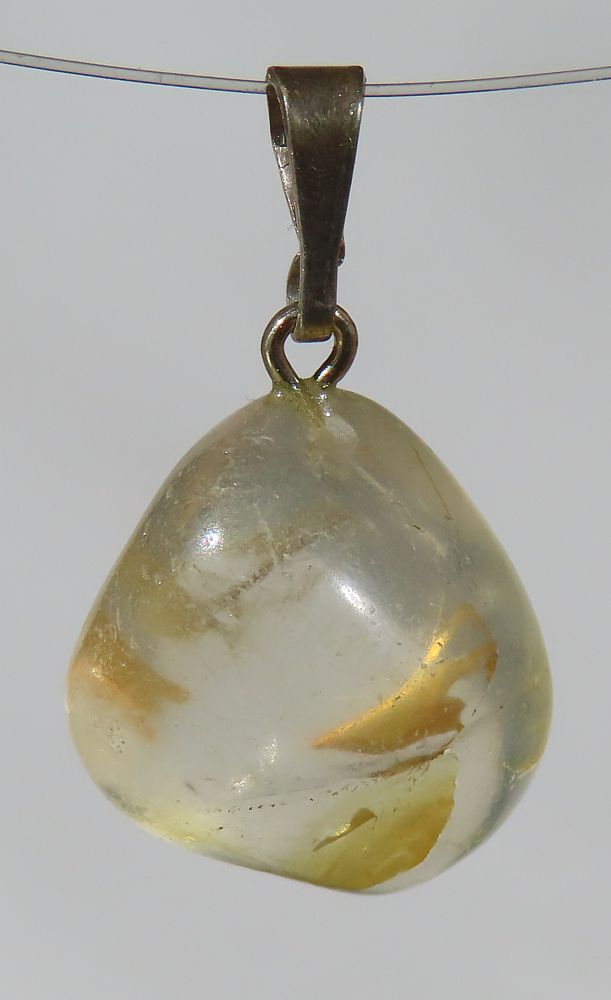 Topas Trommelsteinanhänger mit 925 Silberöse