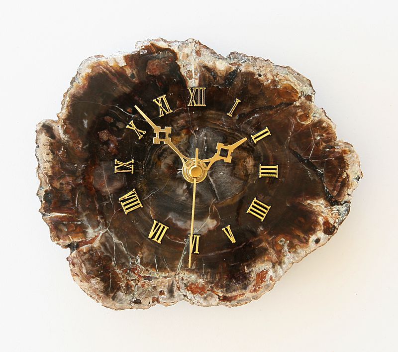 Uhr aus versteinertem Holz