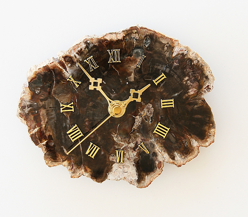 Uhr aus versteinertem Holz