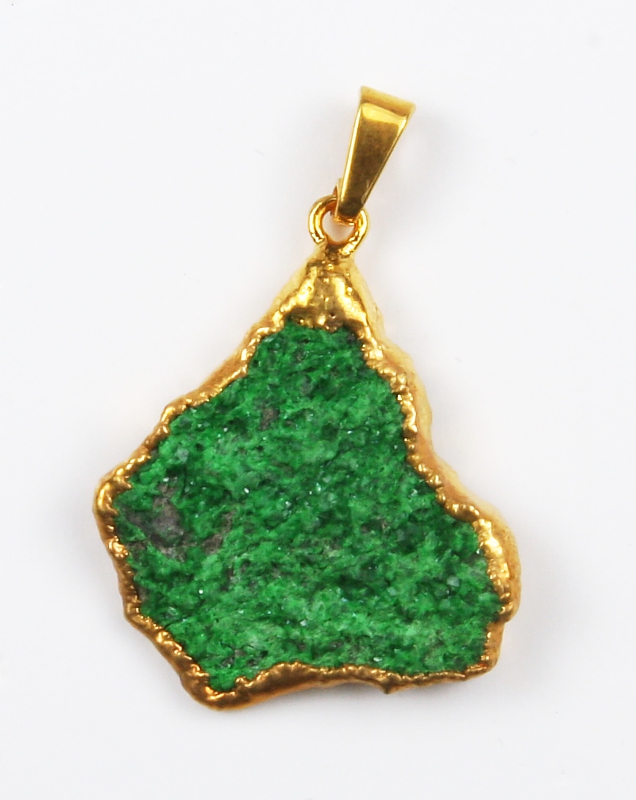 Uvarovite, pendant, gold electro-plated