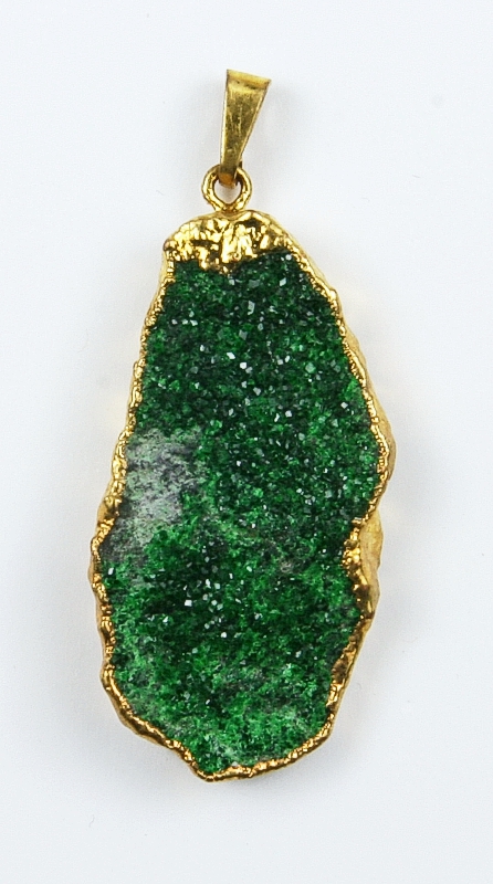 Uvarovite, pendant, gold electro-plated