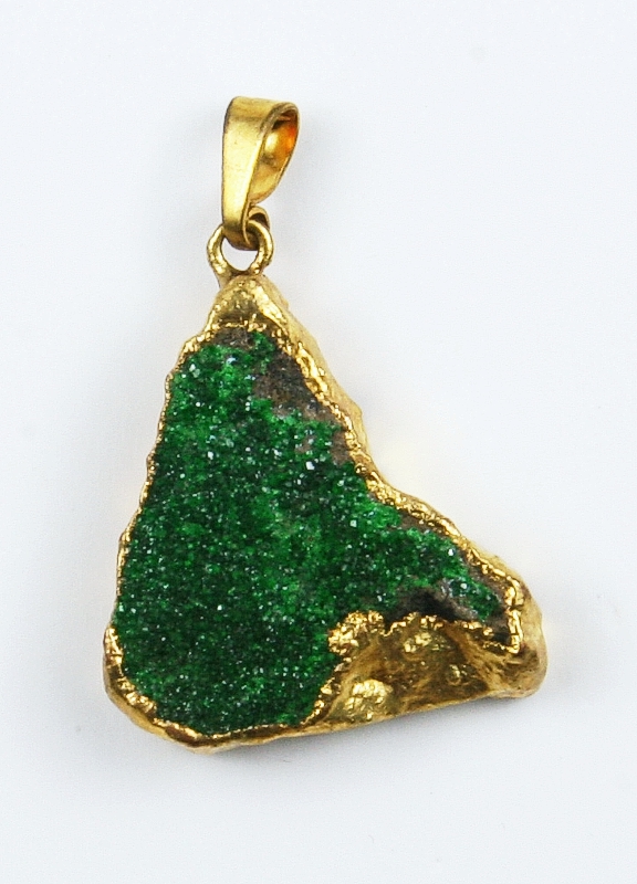 Uvarovite, pendant, gold electro-plated