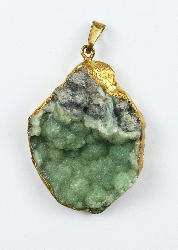 Wavellite, pendant, gold electro-plated