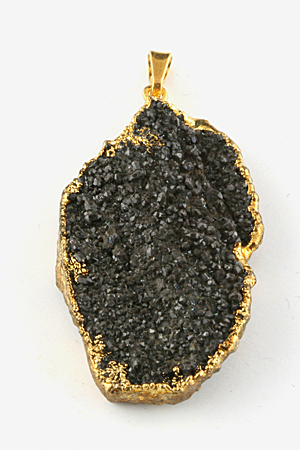 Jiskřivec (zkamenělé dřevo), přívěšek zlacený, galvanika