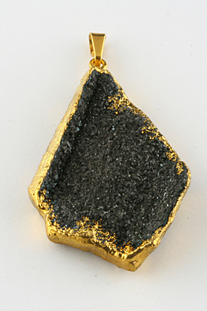 Jiskřivec (zkamenělé dřevo), přívěšek zlacený, galvanika