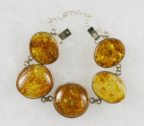 Amber, Bracelet with secure Chain, Silver 925 