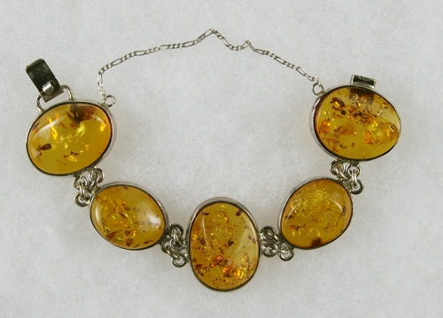 Amber, Bracelet with secure Chain, Silver 925 