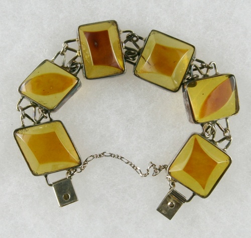 Amber, Bracelet with secure Chain, Silver 925