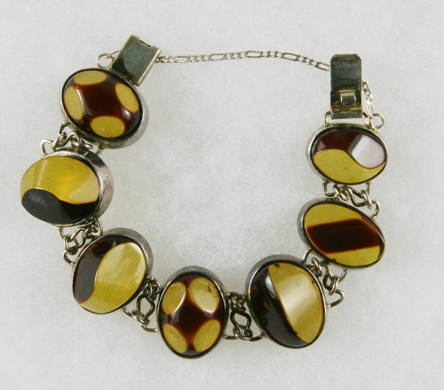 Amber, Bracelet with secure Chain, Silver 925