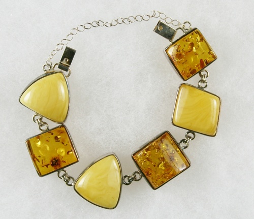 Amber, Bracelet with secure Chain, Silver 925