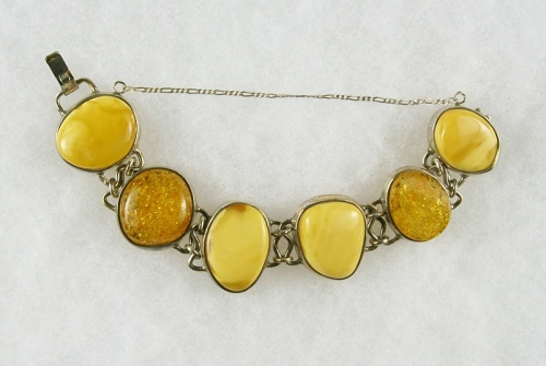 Amber, Bracelet with secure Chain, Silver 925