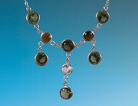 Necklace, Libyan Desert Glass, Moldavite, Black Tektite