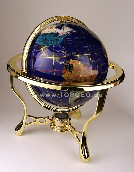 Semi precious gemstone globe, 3legs, 150mm