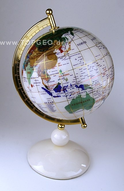 Semi precious gemstone globe white