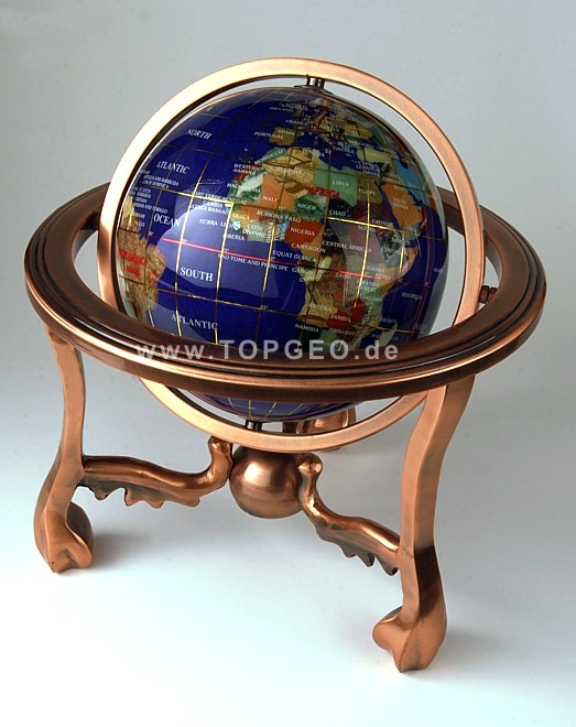 Semi precious gemstone globe, 3legs, 150mm