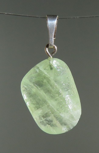 Green Calcit Pendant, tumbled with 925 Silver Bail