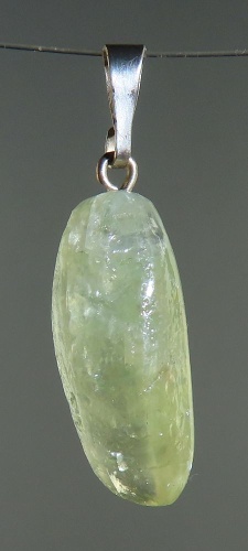 Green Calcit Pendant, tumbled with 925 Silver Bail