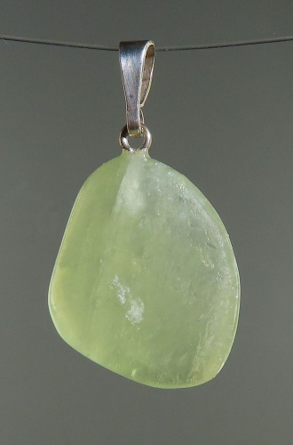Green Calcit Pendant, tumbled with 925 Silver Bail