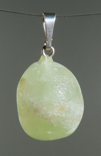 Green Calcit Pendant, tumbled with 925 Silver Bail