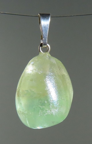 Green Calcit Pendant, tumbled with 925 Silver Bail