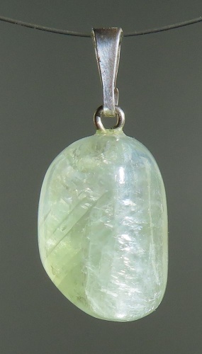 Green Calcit Pendant, tumbled with 925 Silver Bail