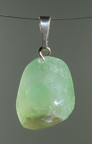 Green Calcit Pendant, tumbled with 925 Silver Bail