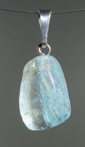 Green Calcit Pendant, tumbled with 925 Silver Bail