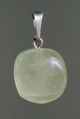 Green Calcit Pendant, tumbled with 925 Silver Bail