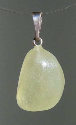 Green Calcit Pendant, tumbled with 925 Silver Bail