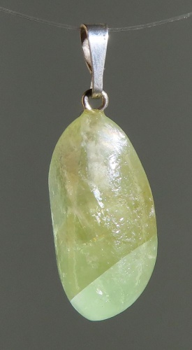 Green Calcit Pendant, tumbled with 925 Silver Bail