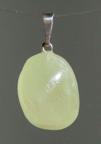 Green Calcit Pendant, tumbled with 925 Silver Bail
