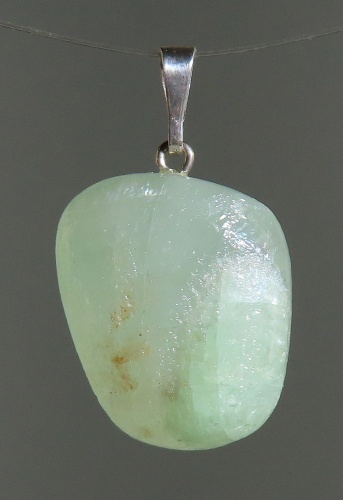 Green Calcit Pendant, tumbled with 925 Silver Bail