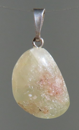 Green Calcit Pendant, tumbled with 925 Silver Bail